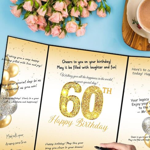 Black Gold 60th Birthday Party Decorations, Happy 60th Birthday Guest Book for Men Women 60th Birthday Signature Guest Book in Kuwait