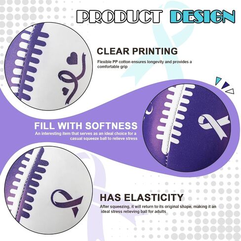 Soulchen 24 PCS Burple Ribbon Mini Football Joots ، Purple Ribbon Party Taving ، Leather Foam Cornes Toy to To Throuction Awarness Public Event ، 3.35 Int in Saudi Arabia