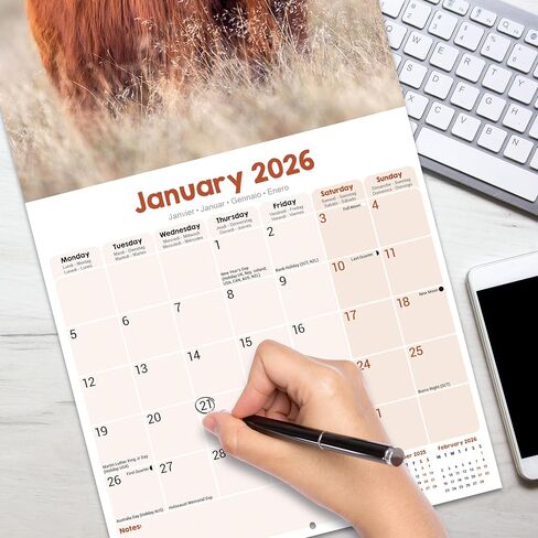 Highland Cows Calendar 2026 | 12 Month Wall Calendar | Avonside Publishing | Plastic Free Packaging in Saudi Arabia