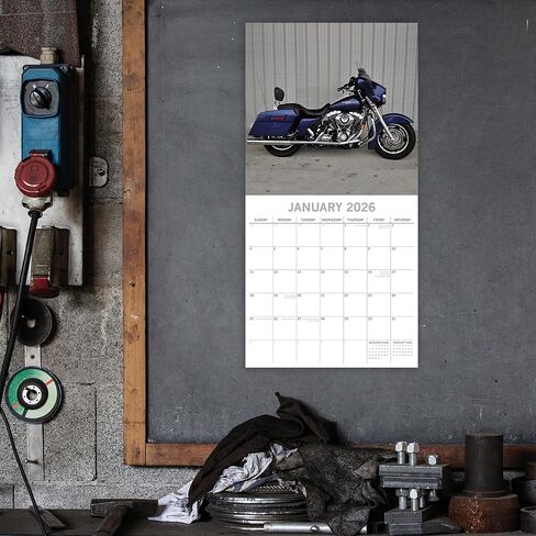 2026 Square Wall Calendar - Harleys 12 x 12 Inch Monthly View, 16-Month, Transport Theme, Includes 180 Reminder Stickers in Saudi Arabia