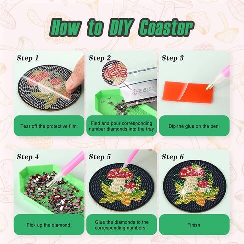 Zynlio Halloween Diamond Paints Coasters مجموعات مع حامل ، فن الهالوين الماس ، وقائحة Diy Diamond Crafts للبالغين ، ومجموعات الطلاء الفنية الماس للنساء ، والمبتدئين ، لوازم الحرف الماسية in Kuwait