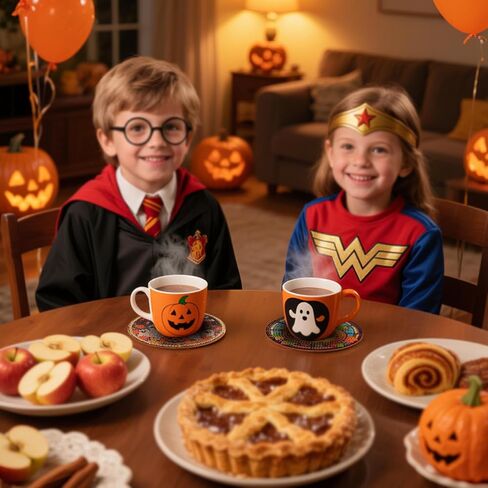 Zynlio Halloween Diamond Paints Coasters مجموعات مع حامل ، فن الهالوين الماس ، وقائحة Diy Diamond Crafts للبالغين ، ومجموعات الطلاء الفنية الماس للنساء ، والمبتدئين ، لوازم الحرف الماسية in Kuwait