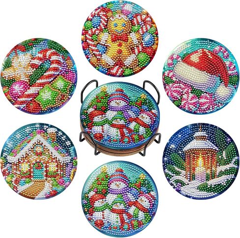 Zynlio Halloween Diamond Paints Coasters مجموعات مع حامل ، فن الهالوين الماس ، وقائحة Diy Diamond Crafts للبالغين ، ومجموعات الطلاء الفنية الماس للنساء ، والمبتدئين ، لوازم الحرف الماسية in Kuwait