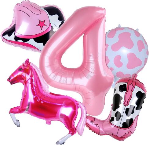 البالونات الغربية رعاة البقر أول عيد ميلاد ديكورات الحزب الوردي حصان رعاة البقر قبعة البالونات الفتيات الغربية موضوع 1st روديو عيد ميلاد ديكورات ديكور (32 بوصة الوردي 1) in Kuwait