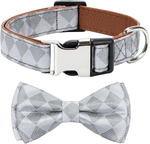 Soft Dog Bow Tie Collar - Wedding Outfit for Boy/Male Dogs (Small, Medium, Large), Checkered Pattern, Deep Blue, Small in Saudi Arabia