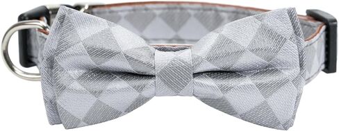 Soft Dog Bow Tie Collar - Wedding Outfit for Boy/Male Dogs (Small, Medium, Large), Checkered Pattern, Deep Blue, Small in Saudi Arabia