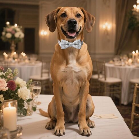 Soft Dog Bow Tie Collar - Wedding Outfit for Boy/Male Dogs (Small, Medium, Large), Checkered Pattern, Deep Blue, Small in Saudi Arabia