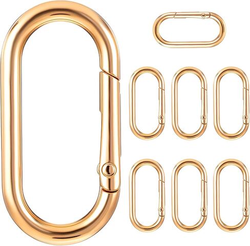 8pcs مشابك حلقة الربيع البيضاوي Clips Gold -keychain فتحة ثقيلة فتحة o محفظة مقطع القلادة سحر محفظة حقائب اليد مناسبة حقيبة الظهر (1.96 × 0.61 بوصة) in Saudi Arabia