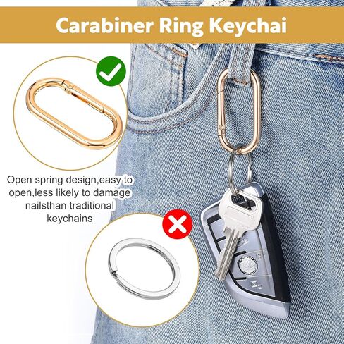 8pcs مشابك حلقة الربيع البيضاوي Clips Gold -keychain فتحة ثقيلة فتحة o محفظة مقطع القلادة سحر محفظة حقائب اليد مناسبة حقيبة الظهر (1.96 × 0.61 بوصة) in Saudi Arabia