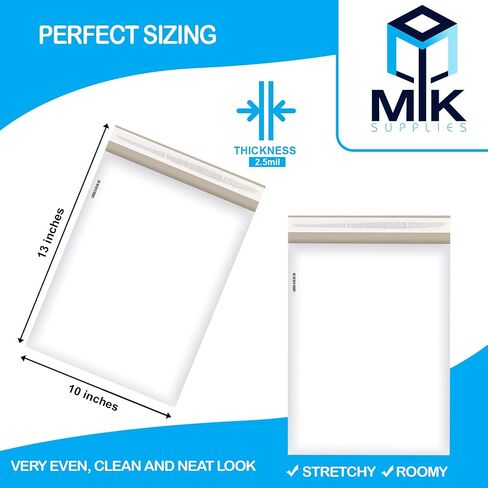 White Poly Mailers (Non Bubble) Pack of 100 | 2.5mil Thickness Plastic Shipping Bags Envelopes with Self Adhesive Strip | Waterproof and Tear Resistant Postal Bags | (10x13) in Saudi Arabia