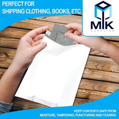 White Poly Mailers (Non Bubble) Pack of 100 | 2.5mil Thickness Plastic Shipping Bags Envelopes with Self Adhesive Strip | Waterproof and Tear Resistant Postal Bags | (10x13) in Saudi Arabia