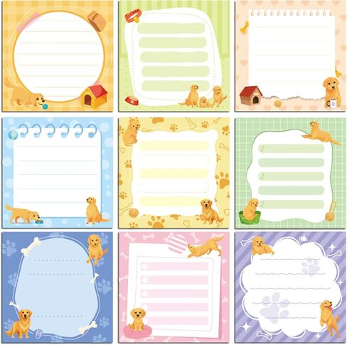 Golden Retriever Gift Dog Sticky Notes - 9 PCS Aesthetic to Do List Memo Cute Animal Post It Notes School Study Stationery for Students Teacher Vet Tech Gifts Office Supplies 3x3 Inches in Saudi Arabia
