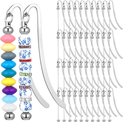 40 PCS Idemarks Idearks DIY Metal Bar Bar Bar Mongmark for Beads Modern Bead Craft Jewelry Hawh Gift for Book Book Student Support Office Supplies (Silver) in Saudi Arabia