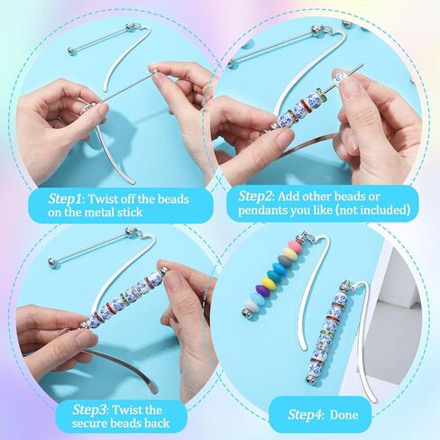 40 PCS Idemarks Idearks DIY Metal Bar Bar Bar Mongmark for Beads Modern Bead Craft Jewelry Hawh Gift for Book Book Student Support Office Supplies (Silver) in Saudi Arabia