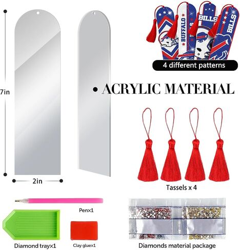 Diamond Art Bookmarks, 4 PCS Diamond Painting Acrylic Bookmarks with Tassel, Gift for Reader Crafts Lovers in Saudi Arabia