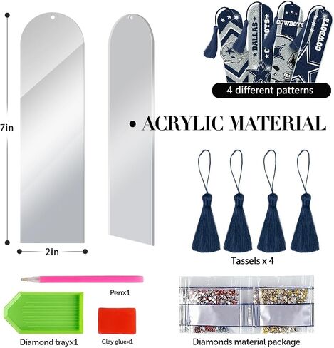 Diamond Art Bookmarks, 4 PCS Diamond Painting Acrylic Bookmarks with Tassel, Gift for Reader Crafts Lovers in Saudi Arabia