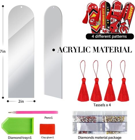 Diamond Art Bookmarks, 4 PCS Diamond Painting Acrylic Bookmarks with Tassel, Gift for Reader Crafts Lovers in Saudi Arabia