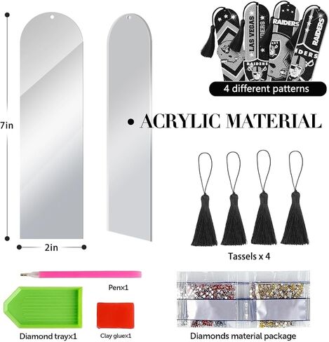 Diamond Art Bookmarks, 4 PCS Diamond Painting Acrylic Bookmarks with Tassel, Gift for Reader Crafts Lovers in Saudi Arabia
