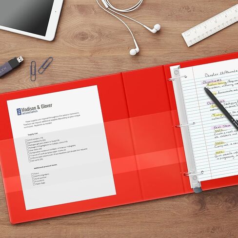Staples Staples Huffice 3 بوصة 3 حلقات الموثق مع حلقات D وأربعة جيوب داخلية ، حمراء ، 2/حزمة (ST56298-CCVS) in Saudi Arabia