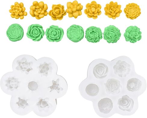 Flower & Succulent Silicone Mold Set Includes Rose Resin Mold for Wax Scented Candle Soap Silicone Molds for Home Decoration DIY Making （2pcs） in Saudi Arabia