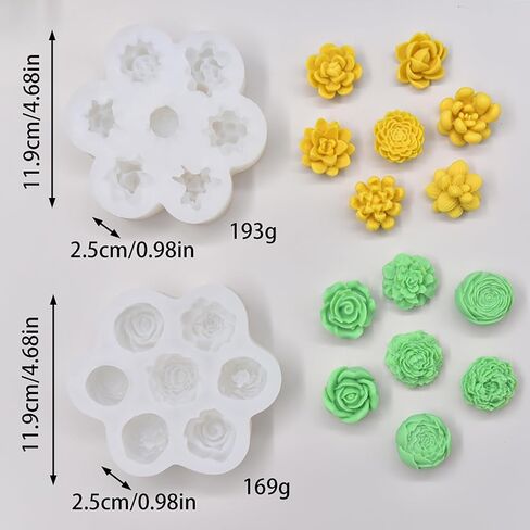 Flower & Succulent Silicone Mold Set Includes Rose Resin Mold for Wax Scented Candle Soap Silicone Molds for Home Decoration DIY Making （2pcs） in Saudi Arabia