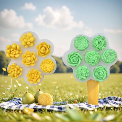 Flower & Succulent Silicone Mold Set Includes Rose Resin Mold for Wax Scented Candle Soap Silicone Molds for Home Decoration DIY Making （2pcs） in Saudi Arabia
