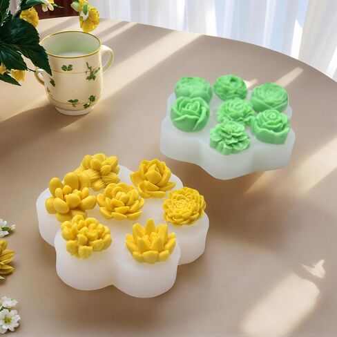 Flower & Succulent Silicone Mold Set Includes Rose Resin Mold for Wax Scented Candle Soap Silicone Molds for Home Decoration DIY Making （2pcs） in Saudi Arabia