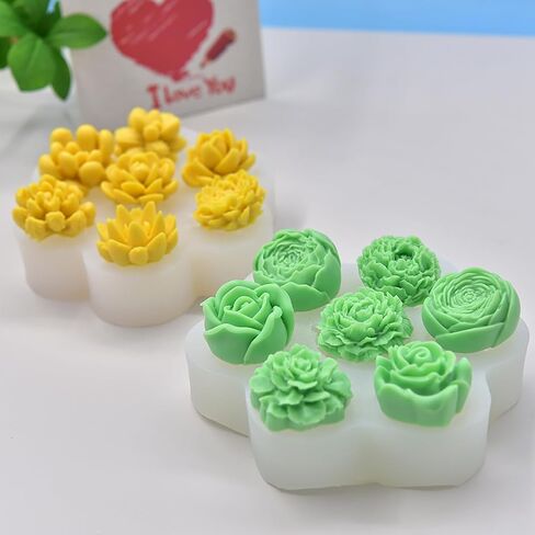 Flower & Succulent Silicone Mold Set Includes Rose Resin Mold for Wax Scented Candle Soap Silicone Molds for Home Decoration DIY Making （2pcs） in Saudi Arabia