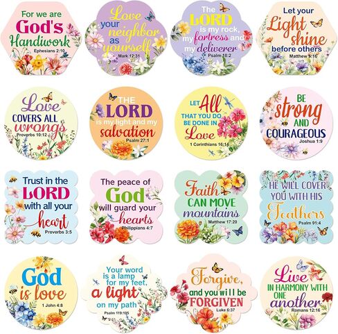 Fancy Land Bible Verse Stickers Floral Scripture Sticker Sheets Flower Religious Envelope Seals for Christian Sunday School Prizes DIY Art Crafts Cards Scrapbook Party Gift Decoration Supplies 200Pcs in Saudi Arabia