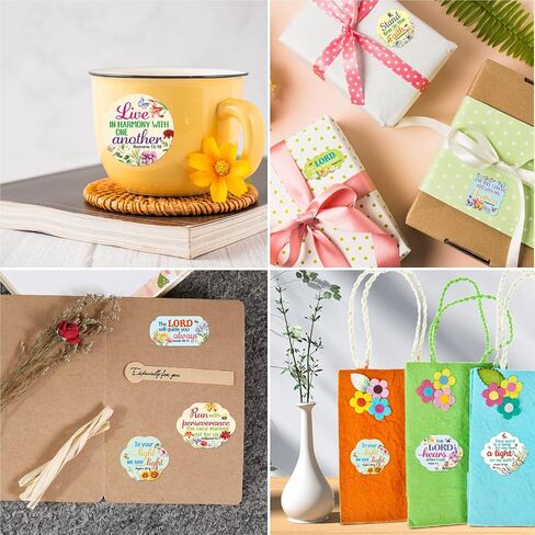 Fancy Land Bible Verse Stickers Floral Scripture Sticker Sheets Flower Religious Envelope Seals for Christian Sunday School Prizes DIY Art Crafts Cards Scrapbook Party Gift Decoration Supplies 200Pcs in Saudi Arabia