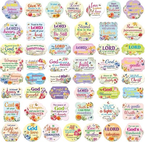 Fancy Land Bible Verse Stickers Floral Scripture Sticker Sheets Flower Religious Envelope Seals for Christian Sunday School Prizes DIY Art Crafts Cards Scrapbook Party Gift Decoration Supplies 200Pcs in Saudi Arabia