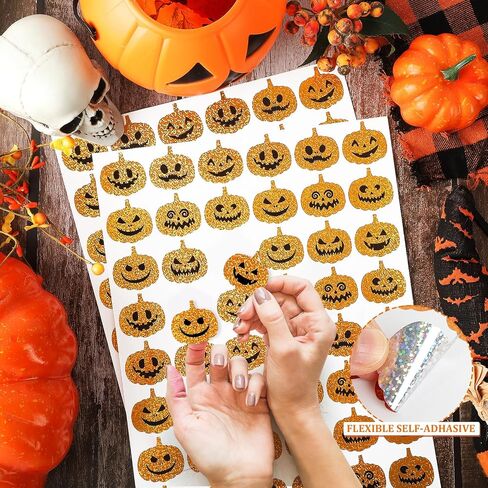 COCHIE Halloween Stickers Decorations, 480 1-1/2 Inch Laser Self-Adhesive Halloween J-O-Lantern Stickers Tags Label Decal for Envelopes Craft Card Seal Gifts Candy Bags Party Decor Supplies (Ghost) in Saudi Arabia