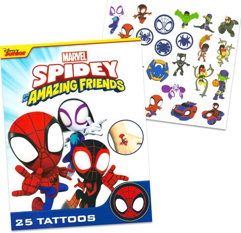 Spidey and His Amazing Friends Tattoos - Bundle with 75 Spidey Tattoos Temporary for Kids Party Favors | Spiderman Temporary Tattoos Party Supplies in Saudi Arabia