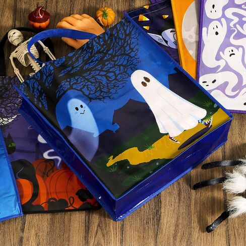 JOYIN 12PCS Halloween Large Treat Goody Tote Bags, 17" x 15" Halloween Candy Gift Bags Bulk, Goodie Snack Baggies for Kids Trick or Treating, School Classroom Gifts, Party Favor Supplies in 6 Designs in Saudi Arabia