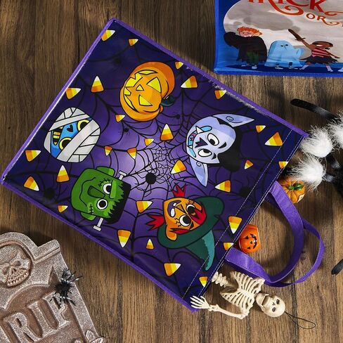 JOYIN 12PCS Halloween Large Treat Goody Tote Bags, 17" x 15" Halloween Candy Gift Bags Bulk, Goodie Snack Baggies for Kids Trick or Treating, School Classroom Gifts, Party Favor Supplies in 6 Designs in Saudi Arabia