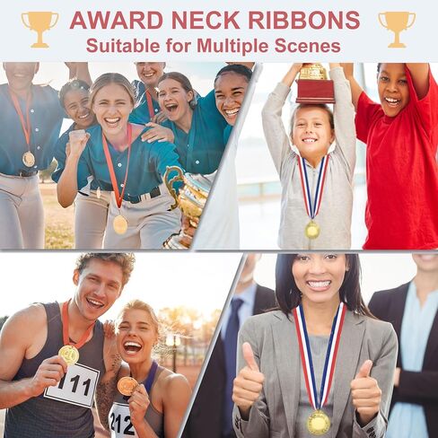 PATIKIL Award Neck Ribbons with Snap Clips, 100 Pack Polyester Medal Lanyards Blank Award Ribbon for Competitions Achievement Sports Party, Blue/Yellow in Saudi Arabia