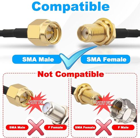 100FT SMA Female to SMA Male Extension RG58 Coaxial Cable 50 Ohm in Kuwait