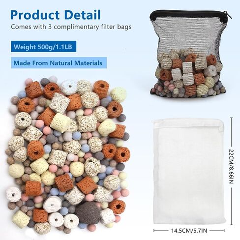 Bio Aquarium Filter Media, Bio Ceramic Ring Balls Media Set for Aquarium Filter, Pond and Fish Tank (500g, 1.1lb) in Saudi Arabia
