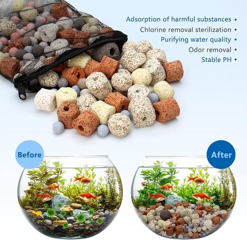 Bio Aquarium Filter Media, Bio Ceramic Ring Balls Media Set for Aquarium Filter, Pond and Fish Tank (500g, 1.1lb) in Saudi Arabia