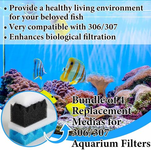 68 PCS Filter Media متوافقة مع Fluval 306/307 ، أكياس Medies Media Fluter Canister ، واضحة سريعة ، ورغوة ، نترت/فوسفات/أمونيا ، منشفة ، صيانة الشحوم لمدة 12 شهرًا in Saudi Arabia