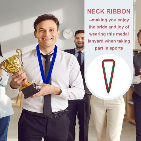 PATIKIL Award Neck Ribbons with Snap Clips, 100 Pack Polyester Medal Lanyards Blank Award Ribbon for Competitions Achievement Sports Party, Blue/Yellow in Saudi Arabia