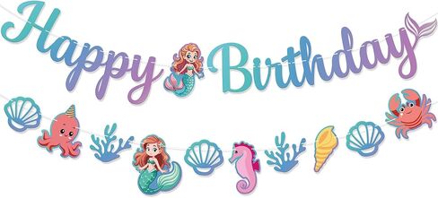 KatchOn, Blue Happy Birthday Banner - 10 Feet, No DIY | Mermaid Birthday party Decorations, Happy Birthday Sign | Mermaid Birthday Banner for Under The Sea Party Decorations in Saudi Arabia