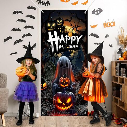 Hello Sunshine Floral Welcome Door Cover, Bicycle with Sunflower Banner. Watercolor Butterfly and Lemon Decorative for Front Door Holiday Spring and Summer Party Indoor and Outdoor. (Halloween-1) in Saudi Arabia