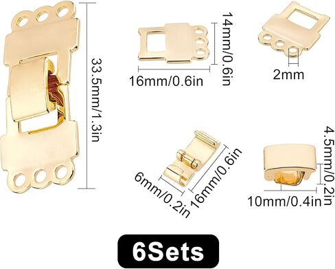 Sunnyclue 1 Box 6pcs قلادة قلادة قلادة 18 كيلو بايت مطلية متعددة الخطوط الطية فوق مشبك موصل النحاس الطبقات قفل القفل لصنع المجوهر in Saudi Arabia