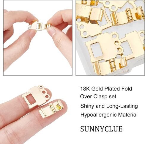 Sunnyclue 1 Box 6pcs قلادة قلادة قلادة 18 كيلو بايت مطلية متعددة الخطوط الطية فوق مشبك موصل النحاس الطبقات قفل القفل لصنع المجوهر in Saudi Arabia