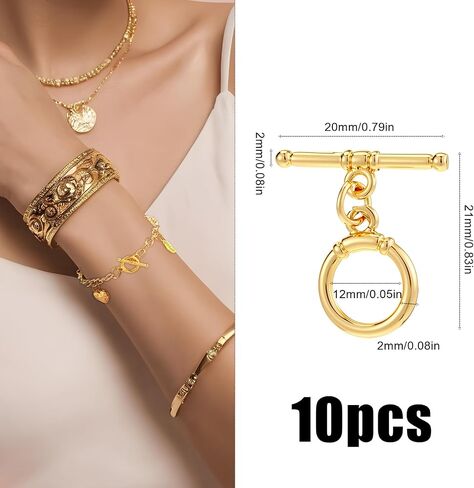 10 Sets Toggle Clasp,Toggle Clasps for Jewelry Making T-Bar Jewelry Clasps Round Bracelet Closures Suitable for Making Necklaces, Bracelets and Earrings in Saudi Arabia