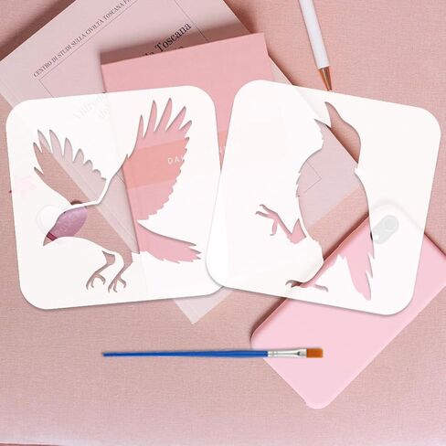 Fingerinspire 9pcs stency Raven مع فرشاة الطلاء البلاستيكية 1pc 5.9x5.9 بوصة 9 أنماط من الأنماط الرسم قوالب زخرفة الحيوانات للحيوانات للطلاء على الخشب ، القماش ، النسيج ، الجدار ، الأثاث in Kuwait
