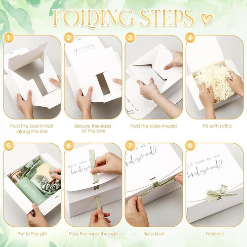Tioncy 42 PCS اقتراح وصيفات الشرف الهدايا الزفاف دش الزفاف الأكياس المربع أكياس المكياج المدعوين البطاقات مع الأغطية و scrunchies القشور مقاطع الشعر لخادمة الشرف (أخضر) in Kuwait