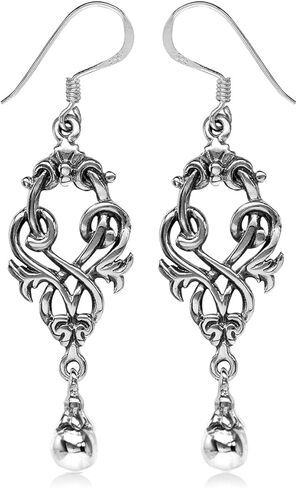 Silvershake 925 Sterling Silver Victorian Style Dangle Hook Earrings or Pendant with Necklace in Saudi Arabia