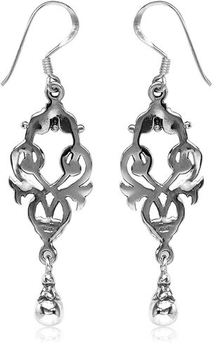Silvershake 925 Sterling Silver Victorian Style Dangle Hook Earrings or Pendant with Necklace in Saudi Arabia